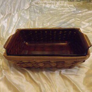 Anchor Hocking Harvest Amber Glass 5x9" Basket Buffet Bake Cake Pan Casserole